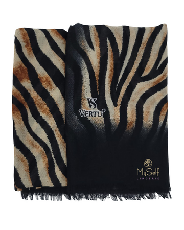 Lizi Headwear Brown/Black Zebra Square Scarf with Light Non Slip Grip myselflingerie.com